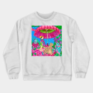 Leopard in chinoiserie garden Crewneck Sweatshirt